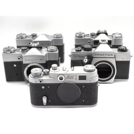 Lote 5 camaras 2x Zenit B / Zenit E / Praktica Super TL 1000 y Fed 3